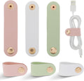 Cord Organizer 6-Pack PU Leather Cable Straps - Tidy Small Cords