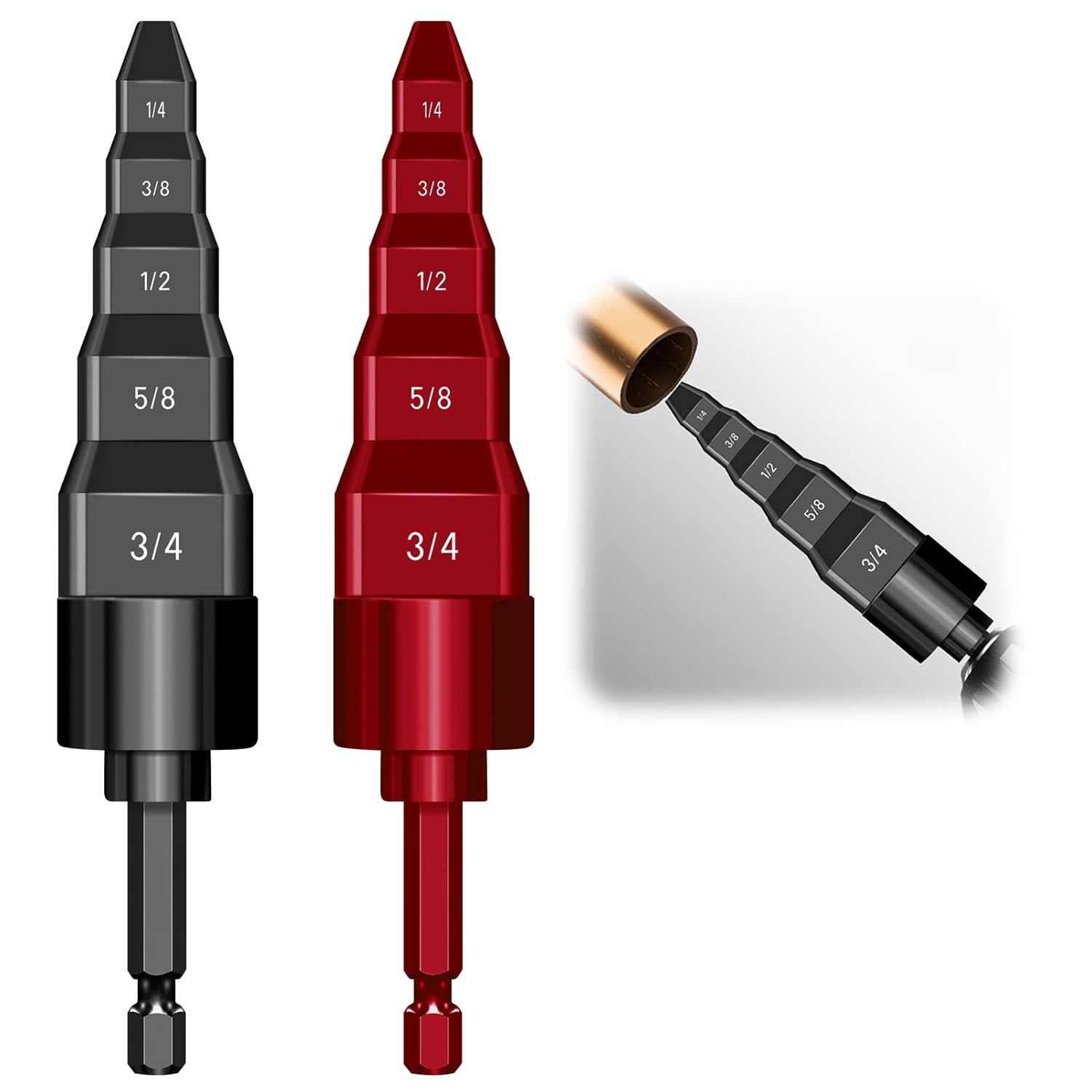 Yenblow 2Sets HVAC Swaging & Flaring Tool Set, 5-in-1 Copper Pipe Expander with Multiple Bits