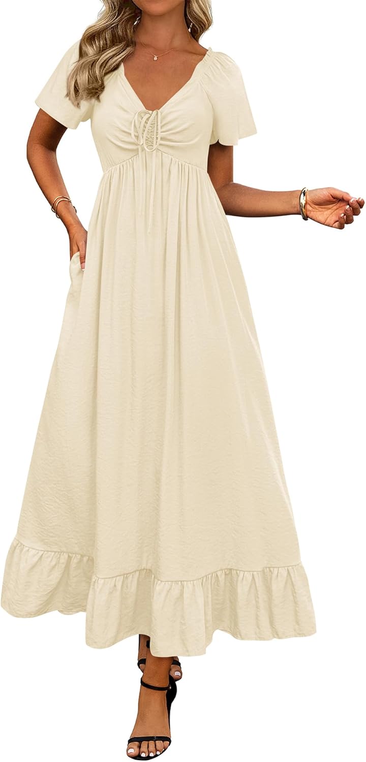 BTFBM Womens Spring Dresses 2025 Casual Maxi Dress for Events