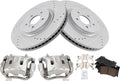 TRQ Front Brake Calipers Ceramic Pads Drilled Rotors Compatible