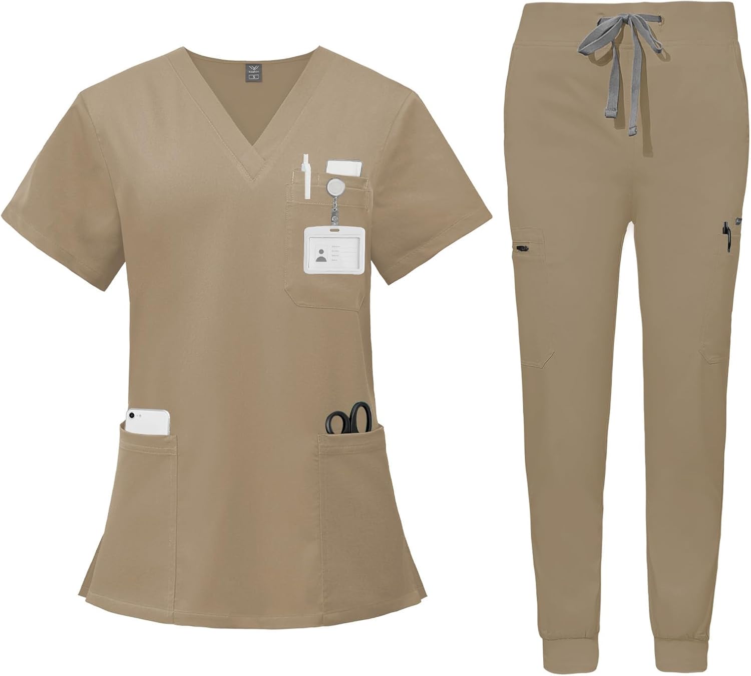 VIAOLI Scrubs for Women Set - V-Neck Top and Jogger Pants