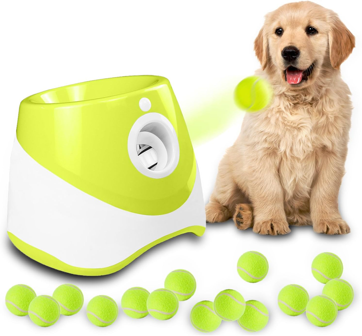 Automatic Dog Ball Launcher for Small Dogs with 15 Tennis Balls