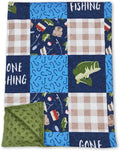 Gone Fishing Plaid Patchwork Baby Kids Blankets - Soft, Lightweight