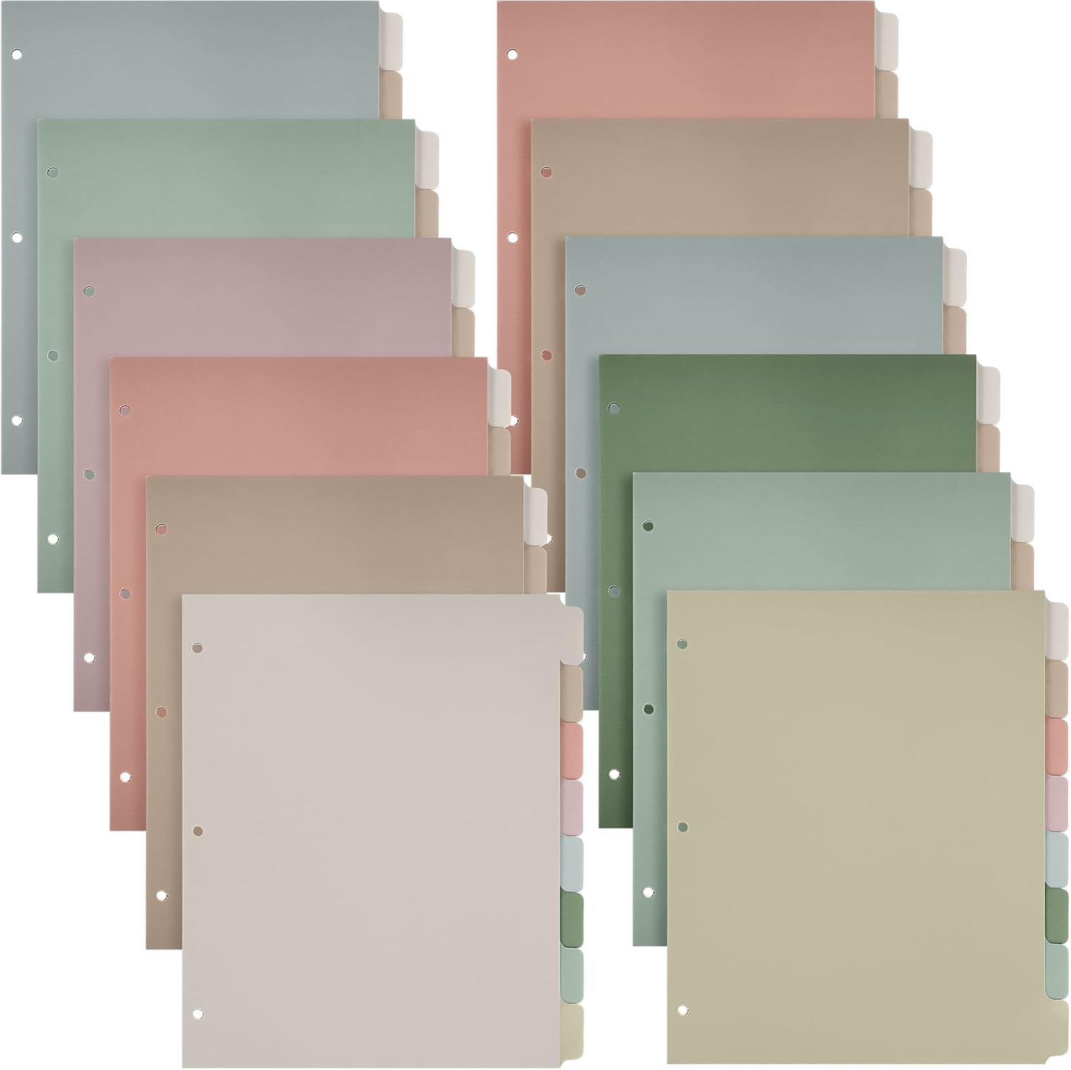 Honoson 12 Sets 8 Tab Dividers for 3 Ring Binders Multicolor