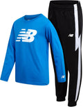New Balance Boys Jogger Set - 2 Piece Athletic Long Sleeve Tee