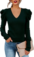 Amarmia Women's Puff Long Sleeve Knit Pullover Sweater - Soft Slim Fit