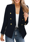 CRAZY GRID Womens Casual Blazer Jacket Gold Button - Office to Weekend