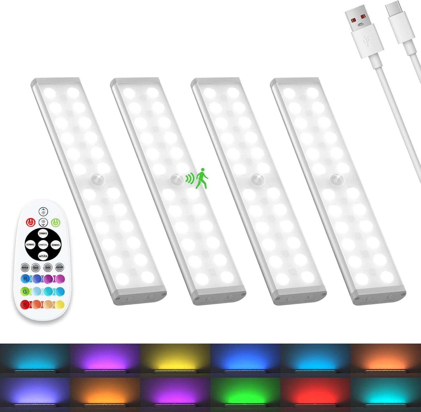 Under Cabinet Lights Wireless with Motion Sensor and Remote Control
