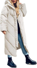 Womens Long Puffer Coat Hooded Parka - Maxi Warm Quilted
