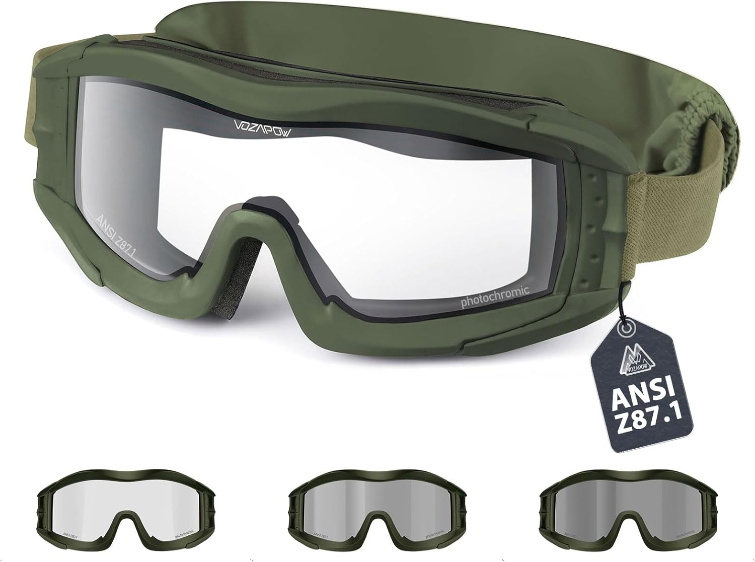 Airsoft Goggles Anti Fog with ANSI Z87.1 Certified Safety Glasses