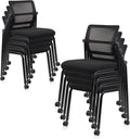 CLATINA Stacking Chairs 8 PK - Adjustable Mesh Guest Chairs