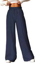 High Waisted Drawstring Waist Wide Leg Sweatpants for Women