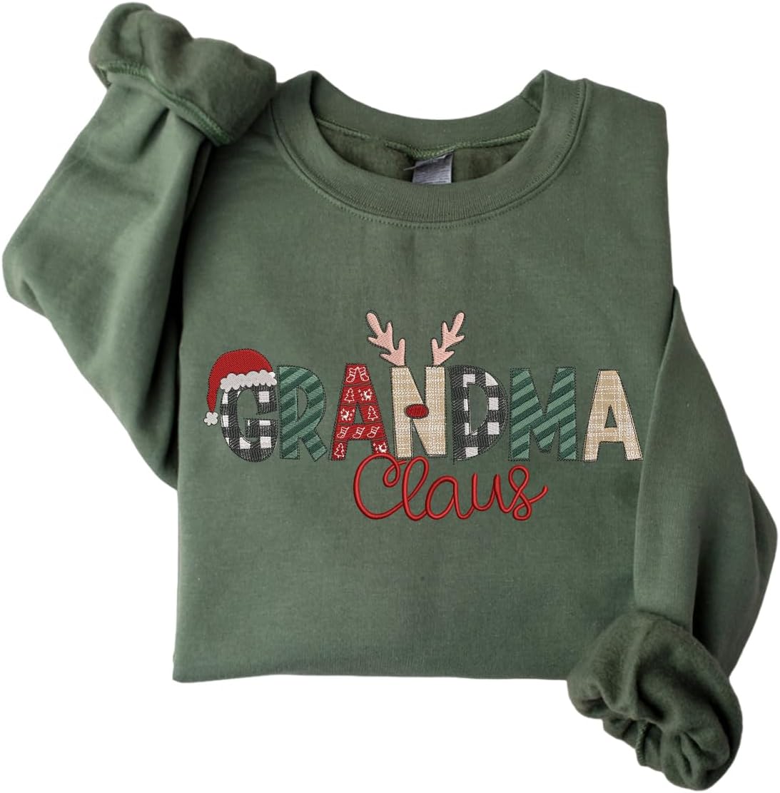 Custom Christmas Claus Embroidery Sweatshirt for Women Gifts