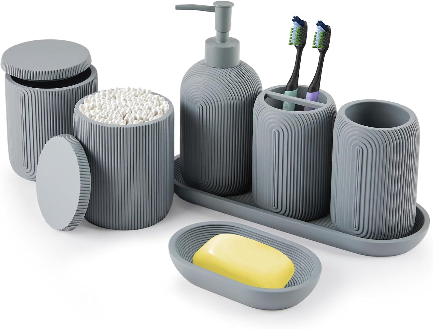 7-Piece Resin Bathroom Accessories Set for Modern Decor