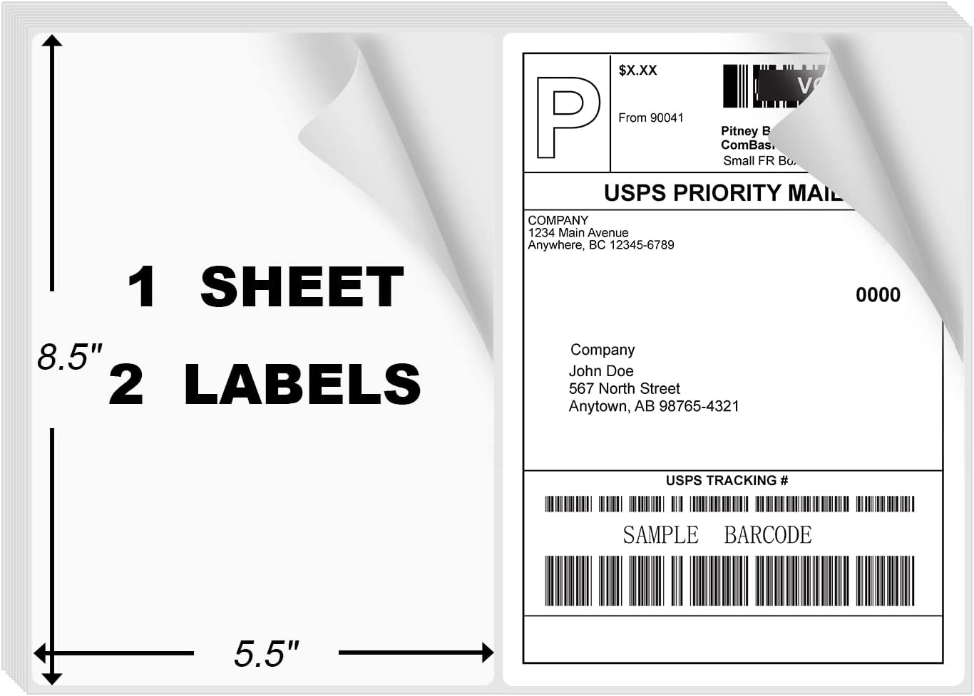 8.5 x 5.5 Self Adhesive Shipping Labels for Easy Printing