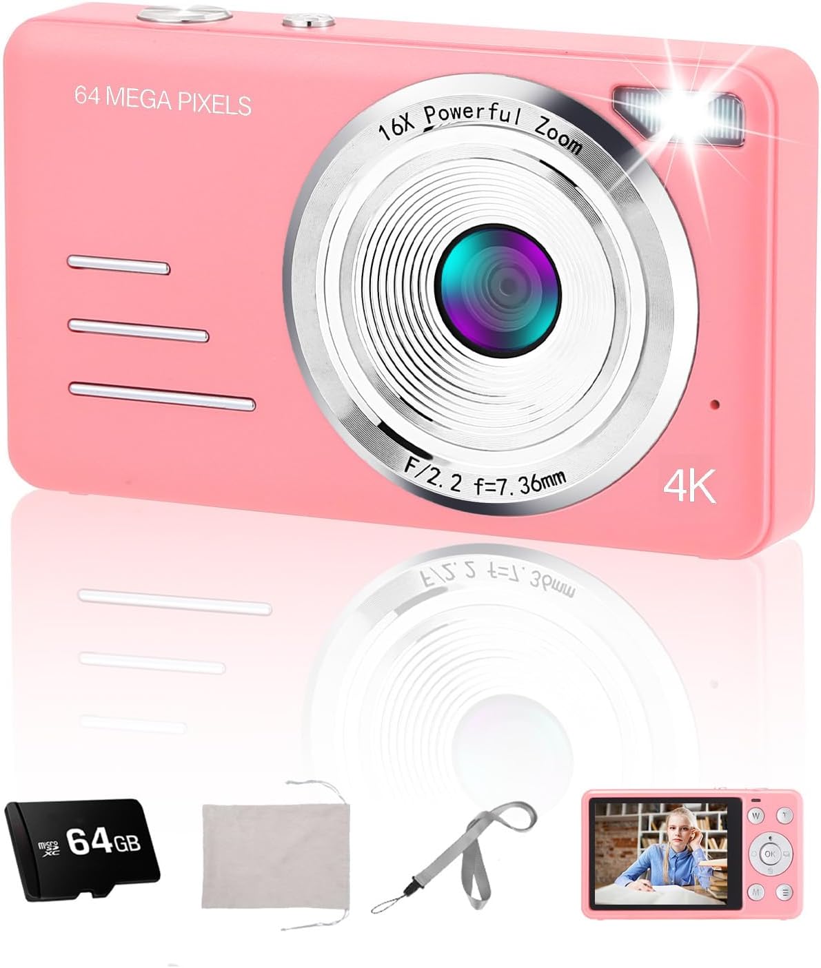 Digital Camera 4K 64MP with 18X Zoom for Young Creators