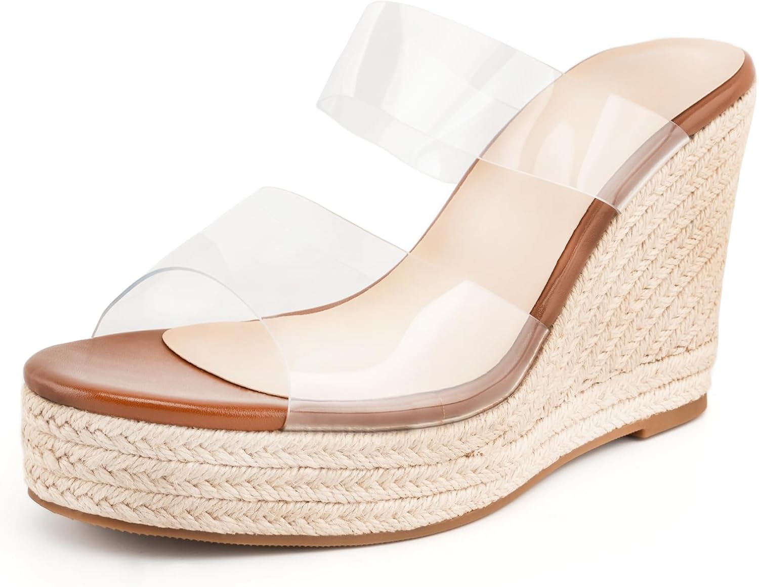 Wedge Heel Sandals for Women - Clear Espadrille Mules for Summer