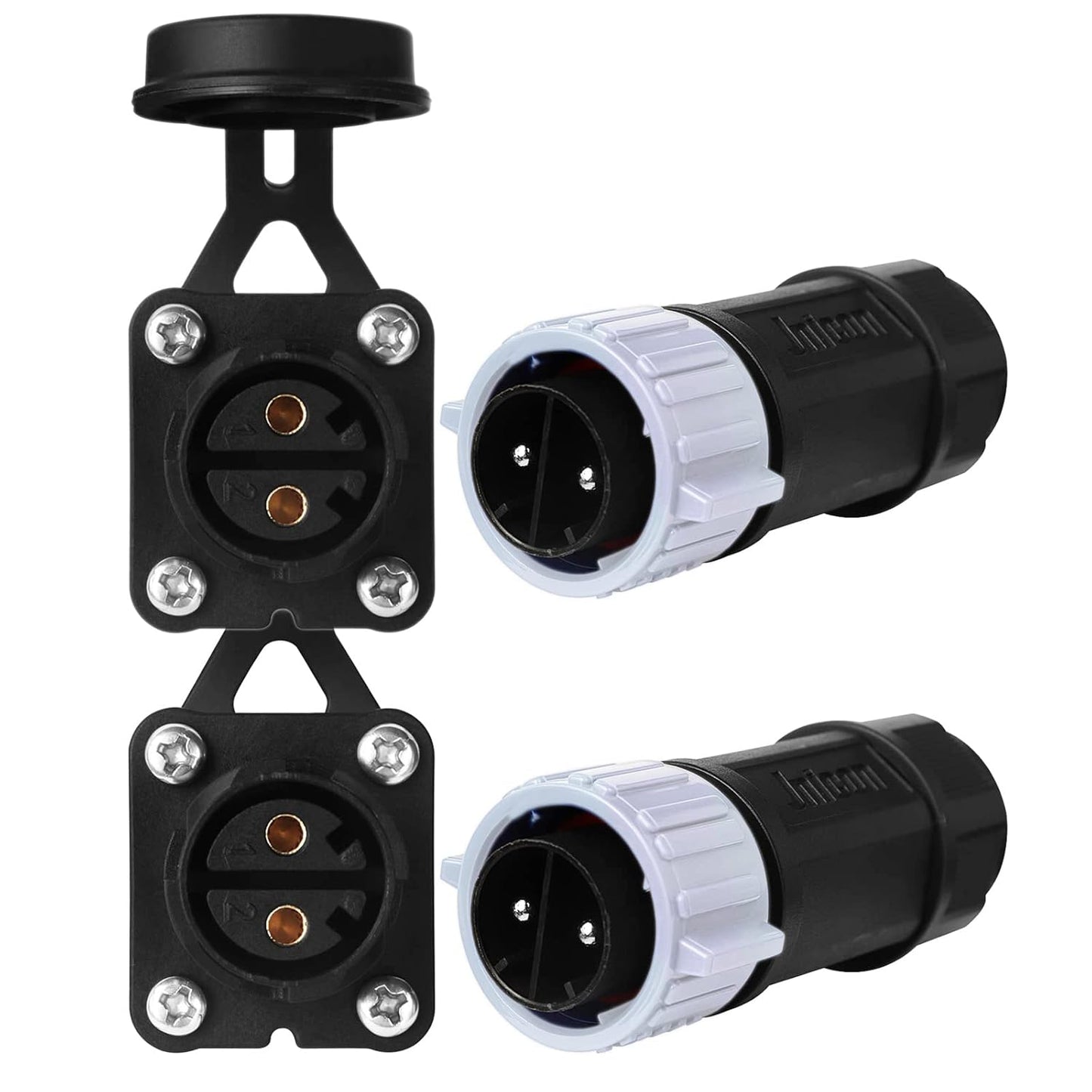 2 Pin 50Amp Trolling Motor Plug Receptacle Set for Marine Use
