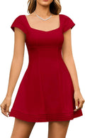Summer Cap Sleeve Mini Dress Cute Sweetheart Neckline Flowy A Line is