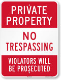 Private Property No Trespassing Sign 18 in x 24 in - Reflective