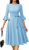 Women's Church Dresses Vintage Bell Sleeve Midi - Flattering A-line