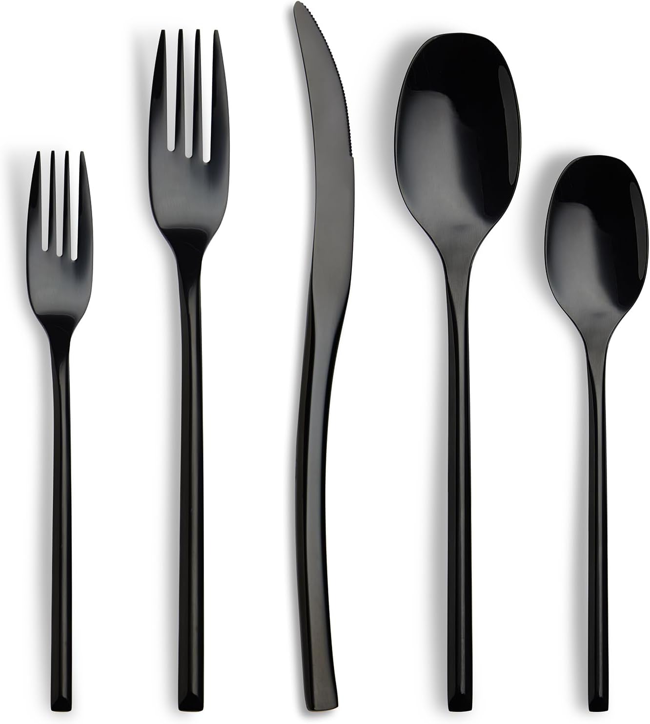 20-Piece Black Silverware Set for 4, Modern Stainless Steel Cutlery