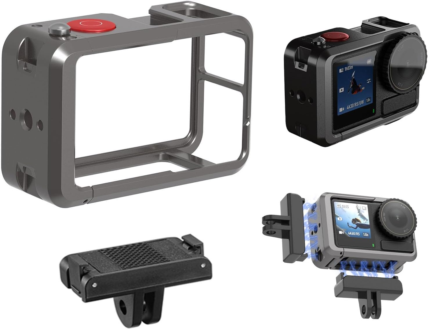 Aluminum Metal Cage for DJI Osmo Action 3/4/5 Pro Cameras