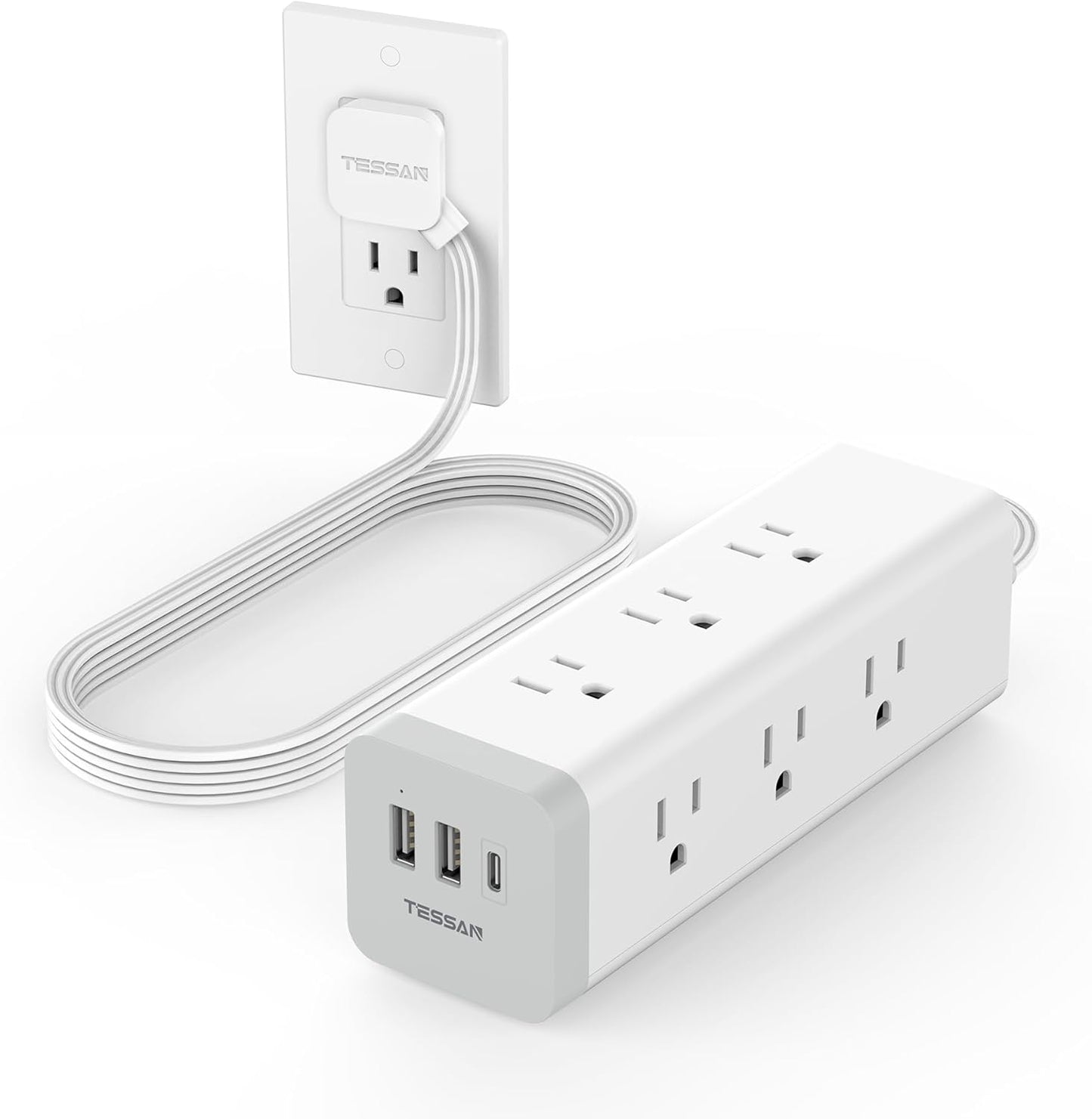 TESSAN Surge Protector Power Strip: 9 Outlets, 3 USB, Ultra Thin Design