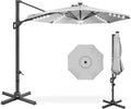 Solar LED 10ft Cantilever Patio Umbrella - Rotating Offset Shade