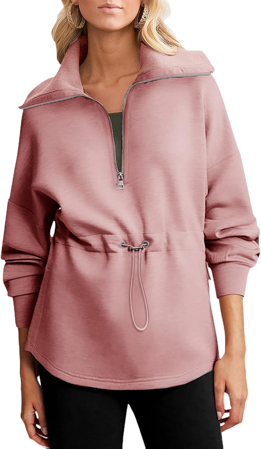 Dokotoo Womens Oversized Half Zip Sweatshirt for Casual Style