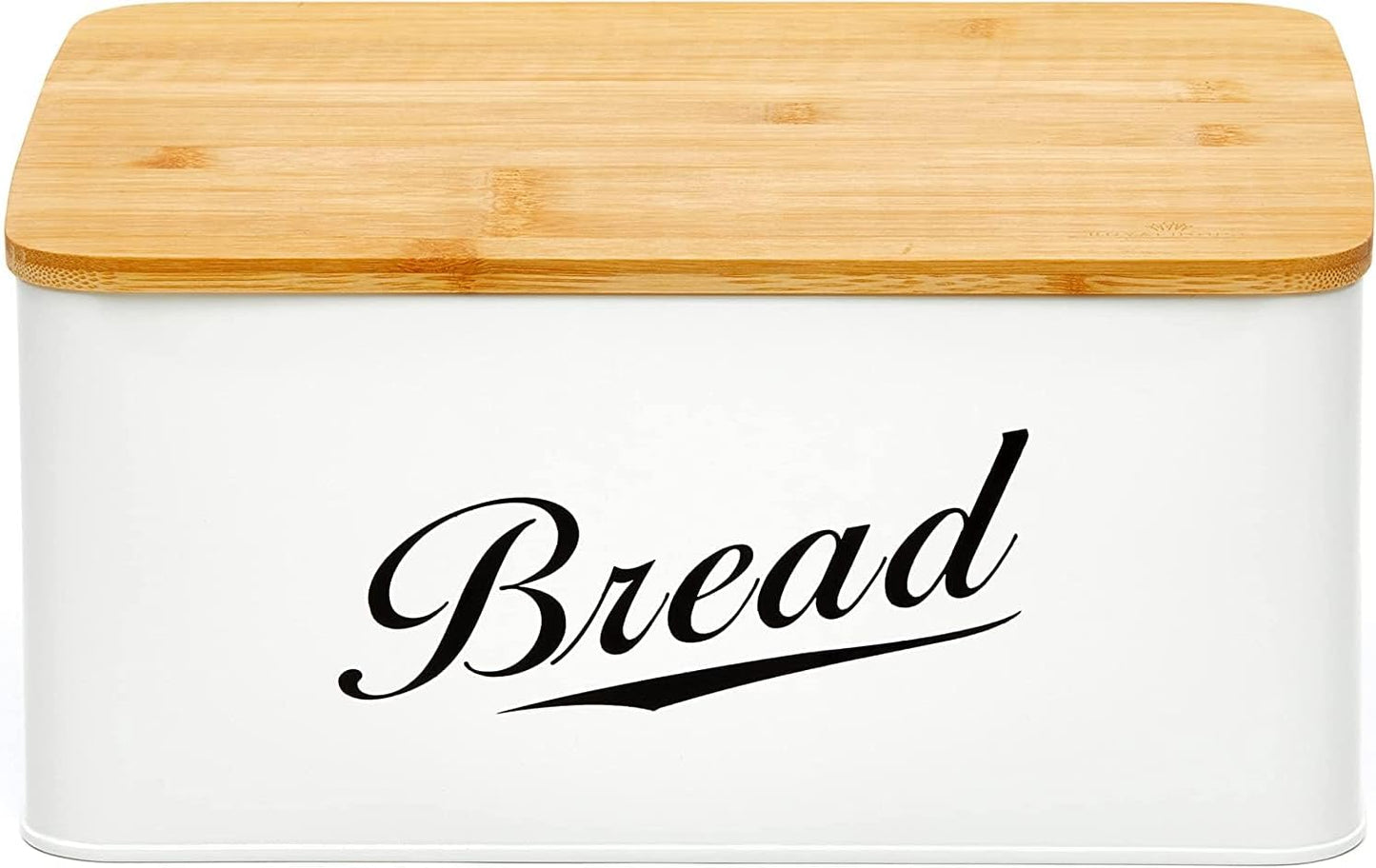 RoyalHouse Modern Metal Bread Box with Bamboo Cutting Board Lid