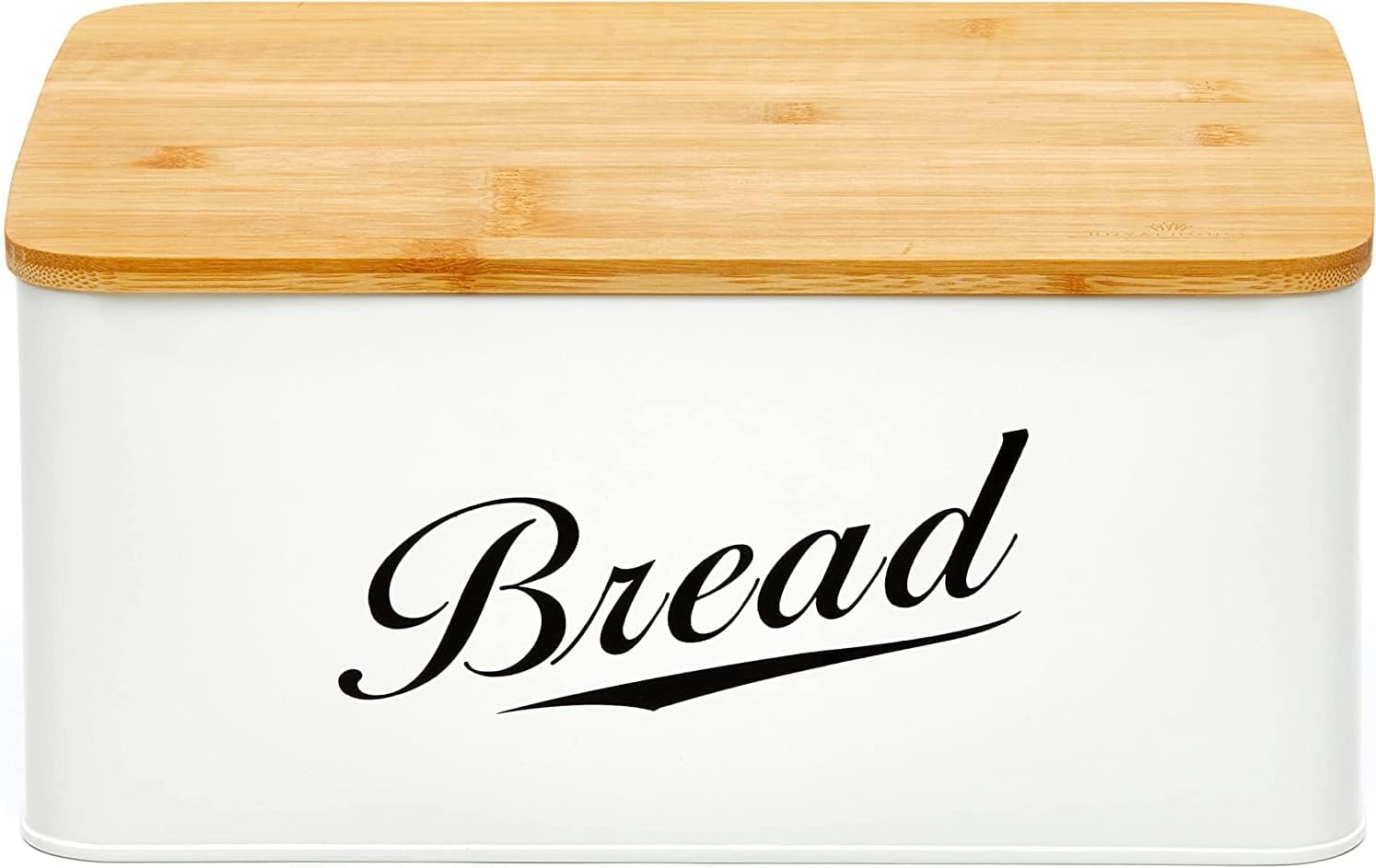 RoyalHouse Modern Metal Bread Box with Bamboo Cutting Board Lid