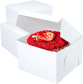 14x14x6 White Cake Box Pack of 50 - Sturdy One-Piece Bakery Boxes