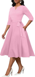 Midi Fit and Flare Dress - Comfortable A-Line Midi Dress for Women