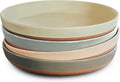Ceramic Flat Pasta Bowl Set of 4 - Large 35oz Modern Porcelain Bowls
