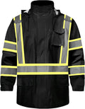 Hi Vis Reflective Rain Jacket for Men - Waterproof Safety Coat