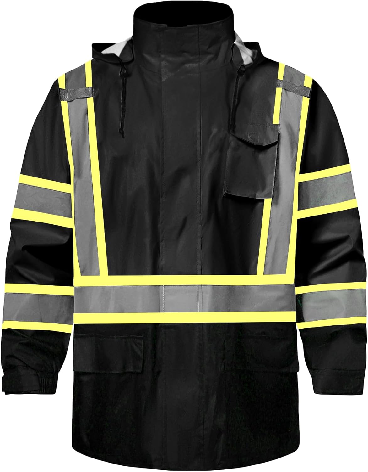 High Visibility Rain Jacket for Men - Waterproof Reflective Suit
