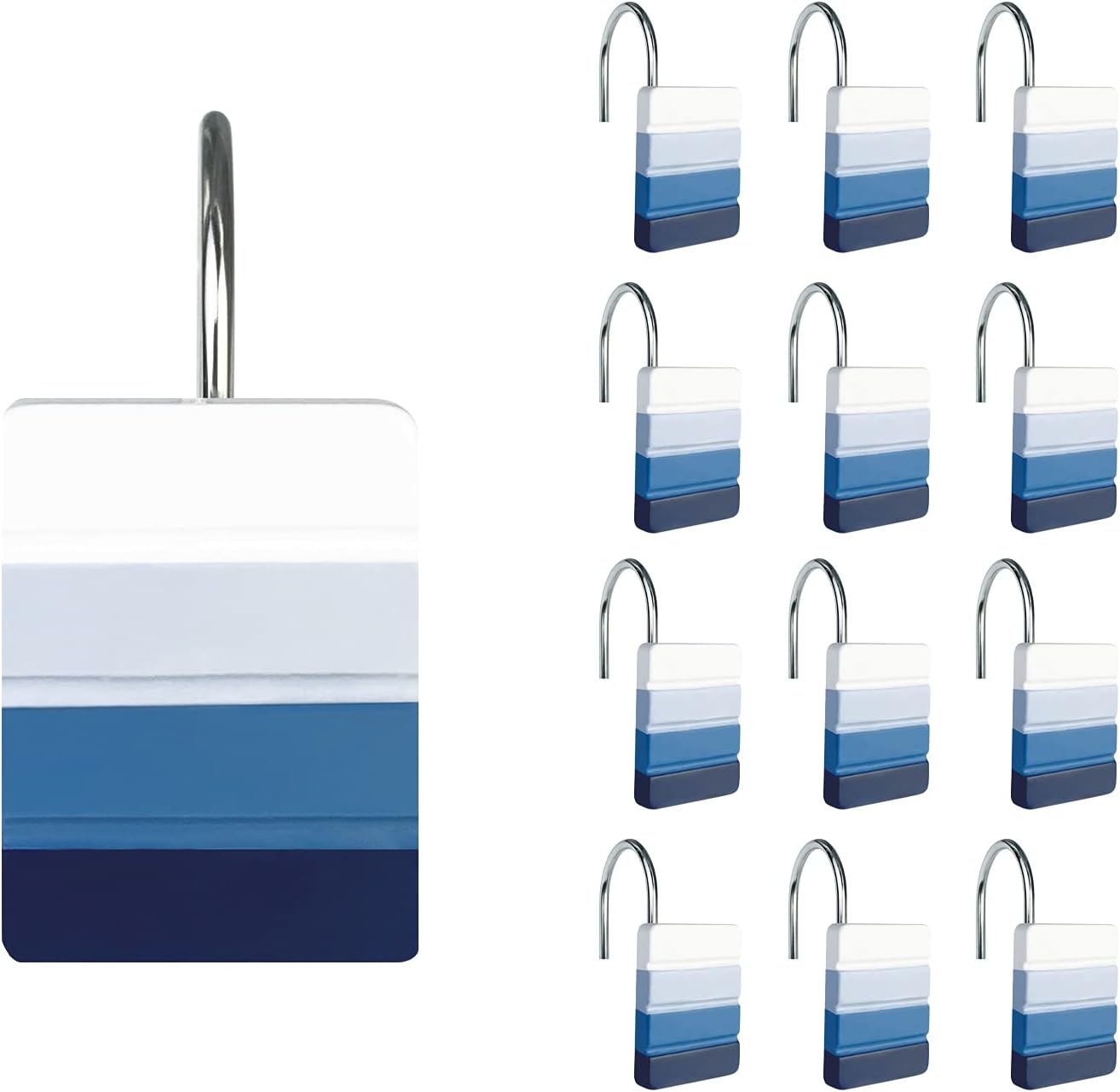 Vibrant Ombre Blue Shower Hooks - Set of 12