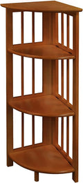 Casual Home 4-Shelf Corner Folding Bookcase in Honey Oak Finish