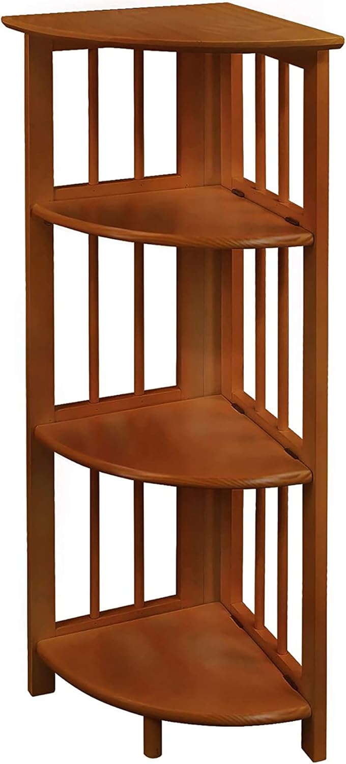 Casual Home 4-Shelf Corner Folding Bookcase in Honey Oak Finish