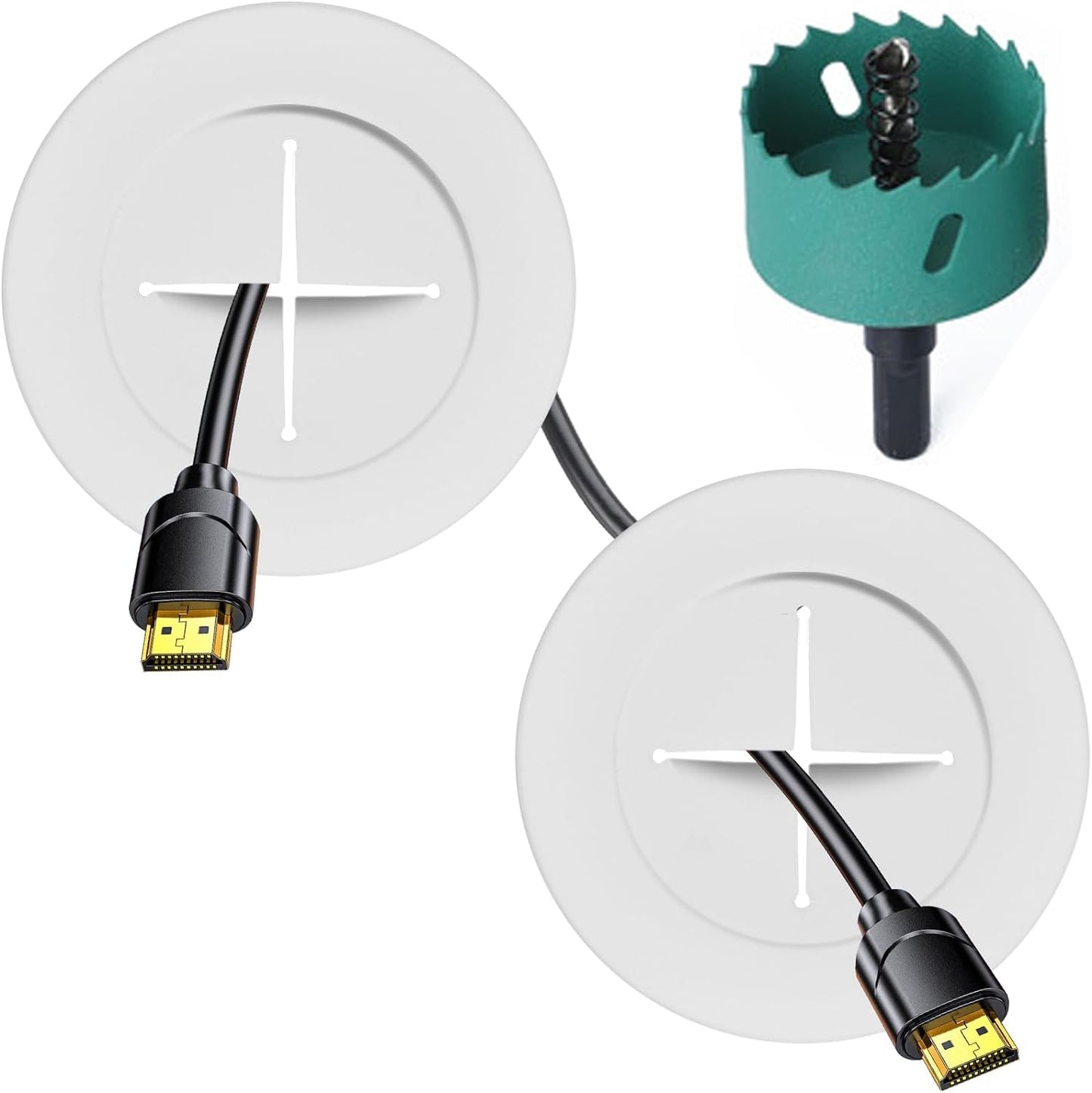 Wall Mount TV Cable Management Kit, Easy Install, White