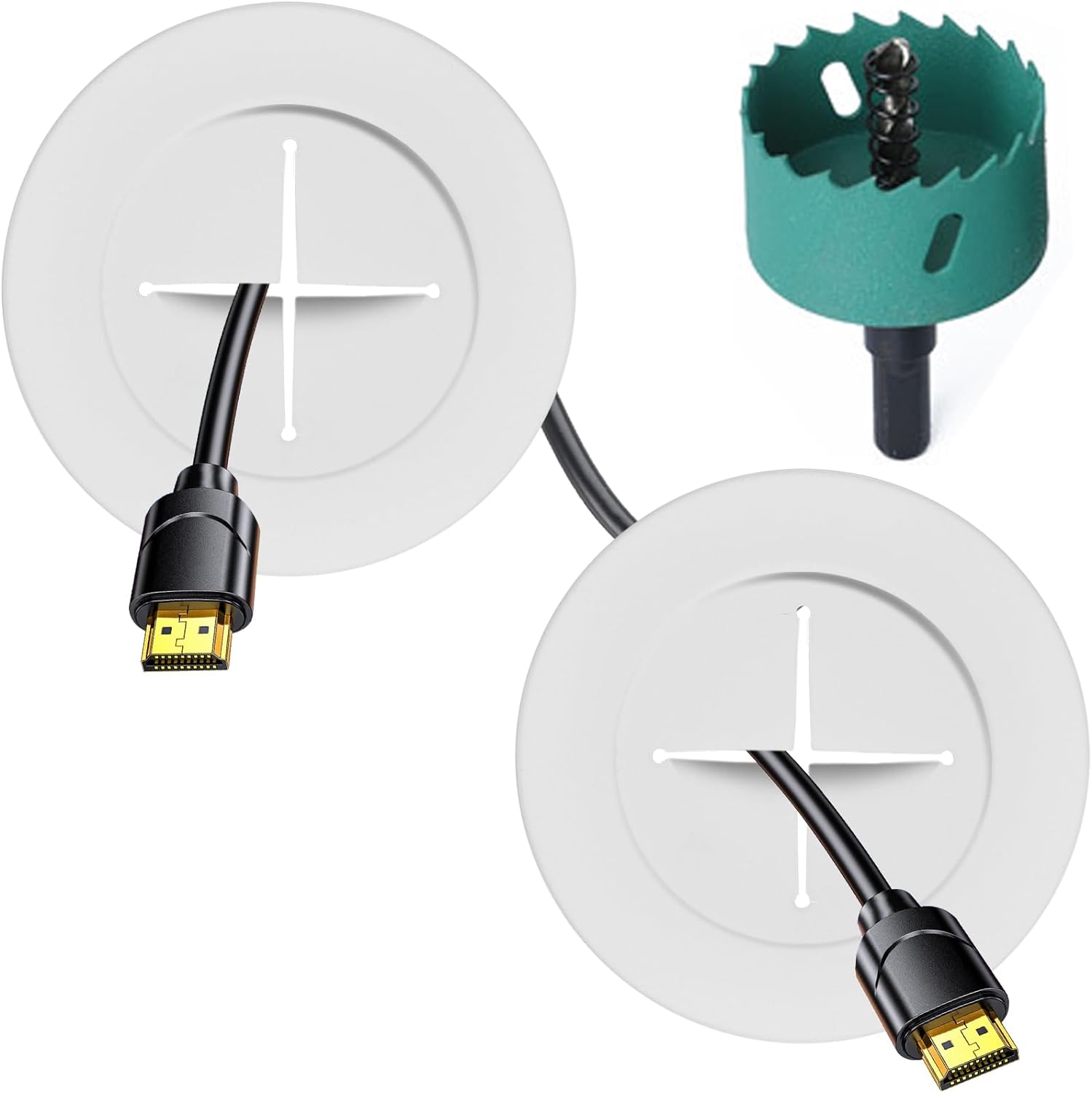 Wall Mount TV Cable Management Kit, Easy Install, White