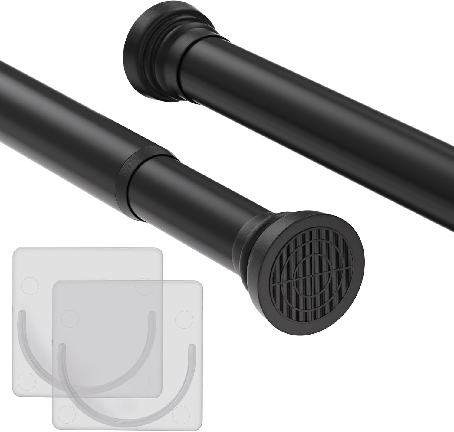 Goowin No Drill Black Tension Rod - Anti-Slip, Rust-Free - Versatile Fit