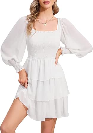 Byinns Women's 2024 Square Neck Ruffle Dress for Every Occasion