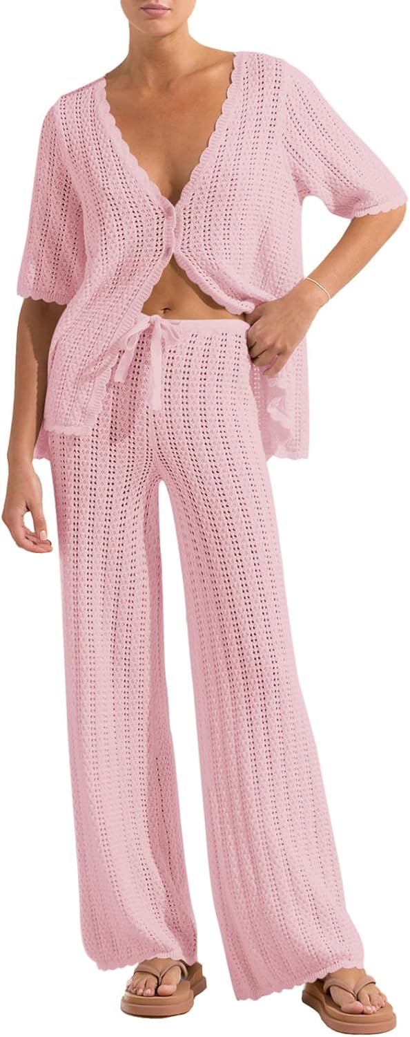 Imily Bela Women's Summer Crochet Swimsuit Cover-Up Set
