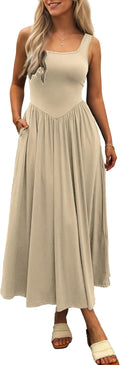 Women's Summer Maxi Dress 2025 - Flattering Sleeveless Square Neck