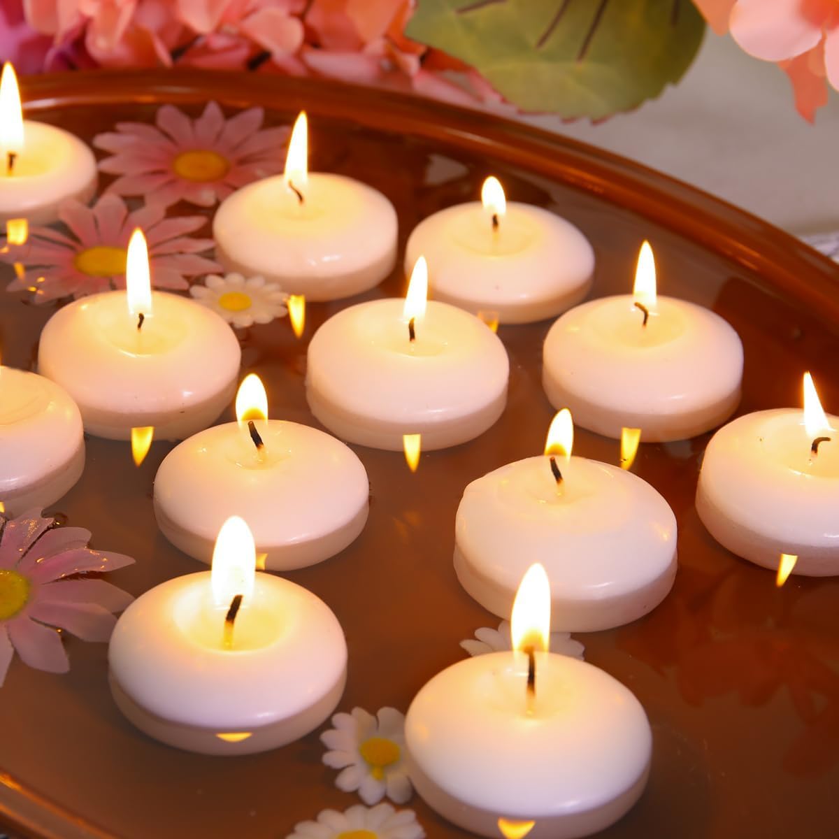 80 Pack 2 Inch White Floating Candles for Weddings and Events