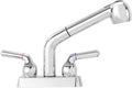 Chrome Dual Handle Pull Out Faucet 4 in Center Set - Utility Sink