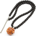 Natural Raw Tourmaline Pendant Black Onyx Beaded Necklace (Style KBZ6)