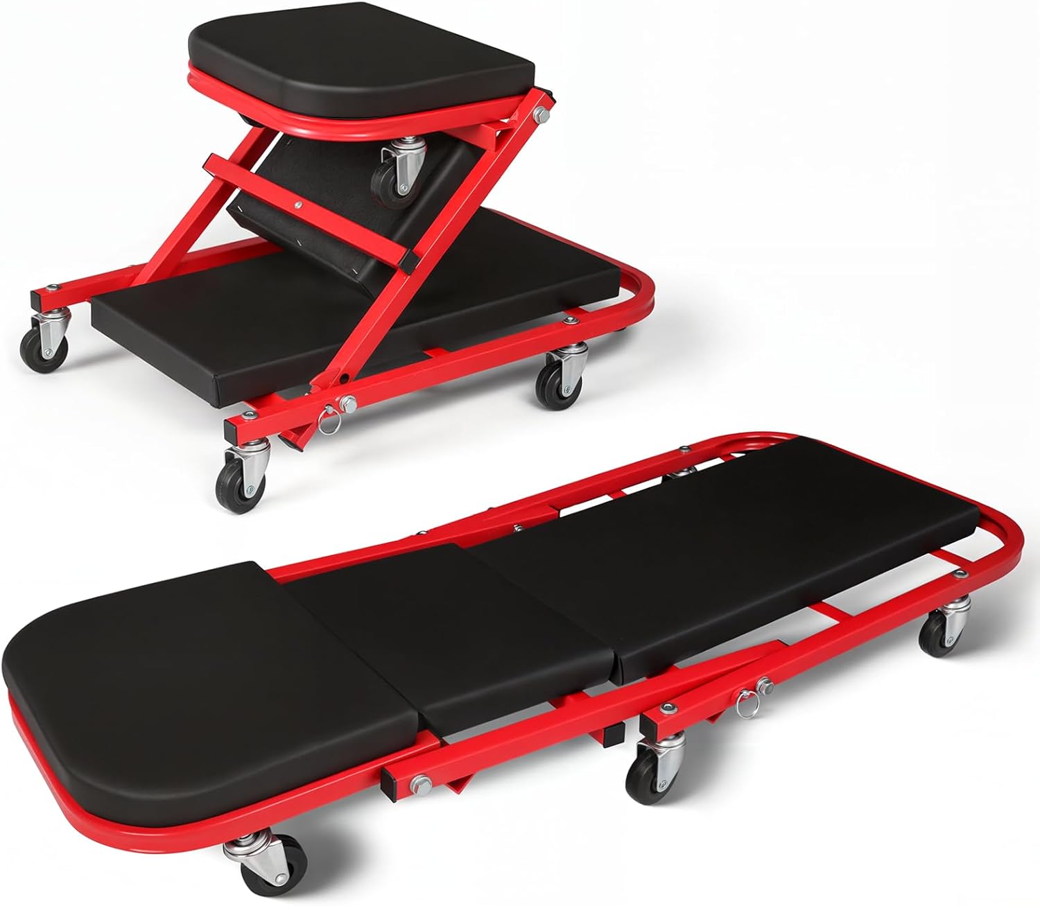 Magshion 40in Triplex Folding Creeper and Rolling Seat 2-in-1
